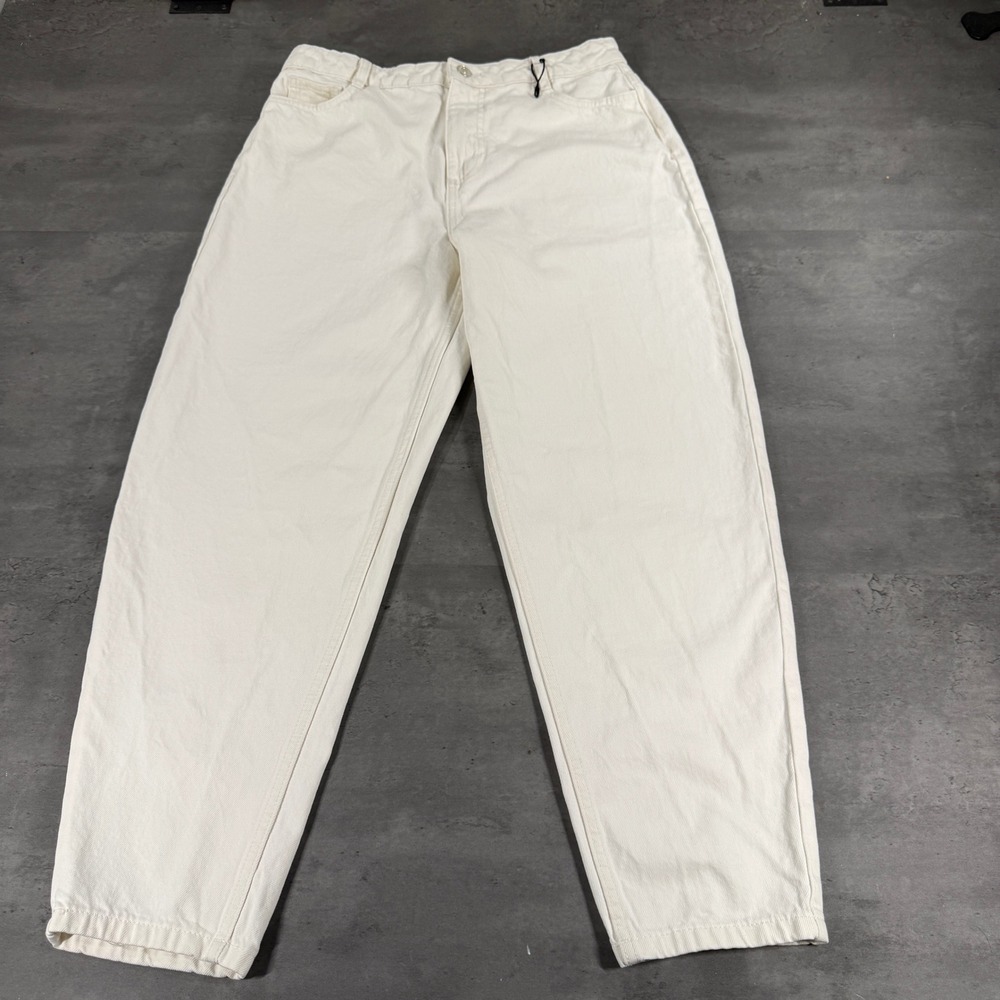 Nobody's Child Putney Barrel Jeans Womens 8R White High Rise Organic Cotton $125